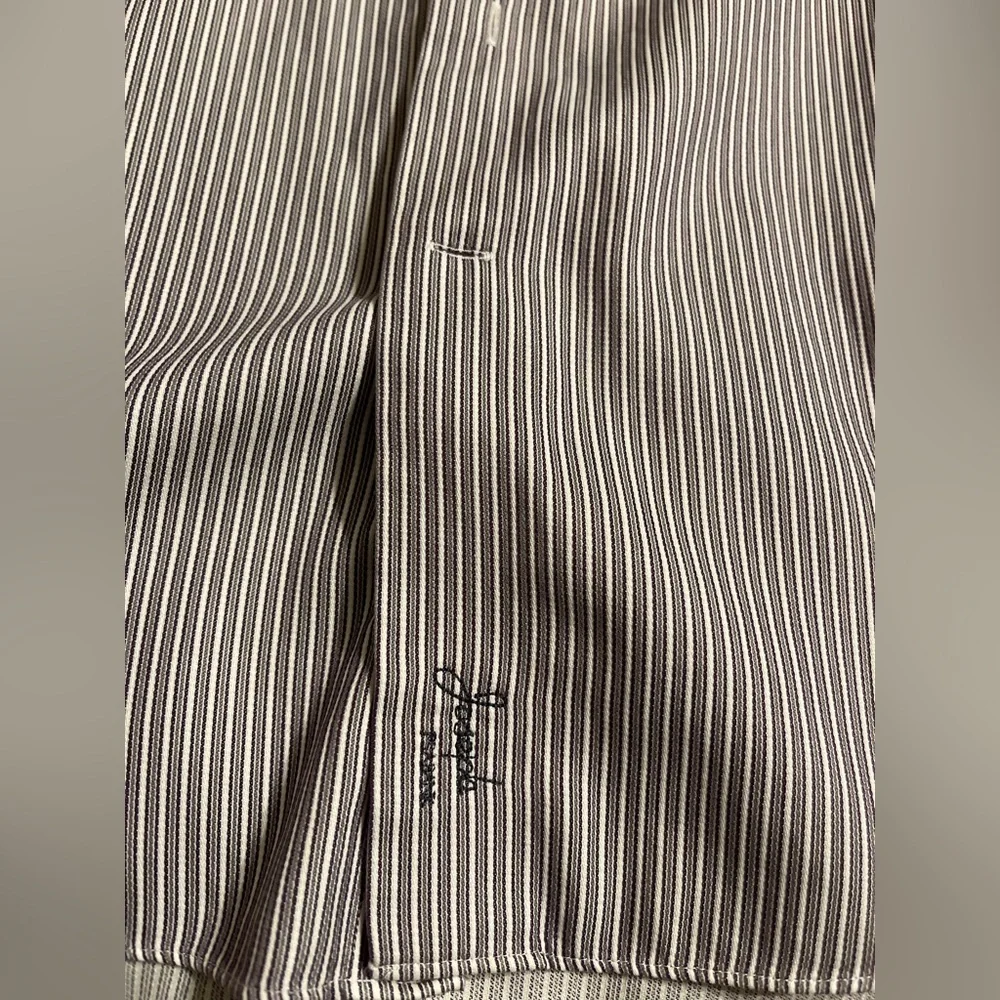 Jos A Bank gray and white striped dress shirt. Size 16 1/2 : 36 - Picture 3 of 4